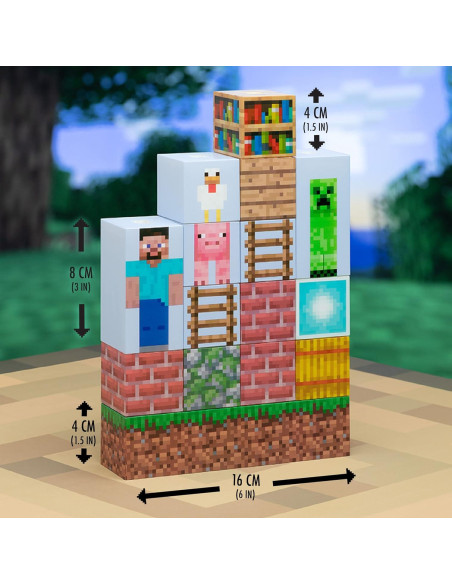 Lámpara de Bloques de Construcción Minecraft Paladone 16 Piezas