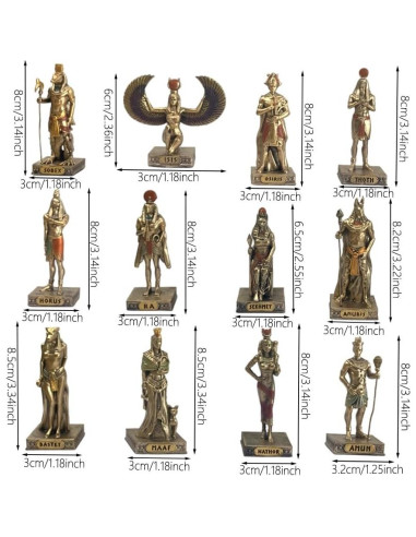 Conjunto de Estatuas Egipcias de Resina - 12 Piezas Decorativas