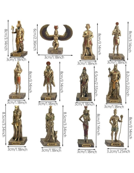 Conjunto de Estatuas Egipcias de Resina - 12 Piezas Decorativas