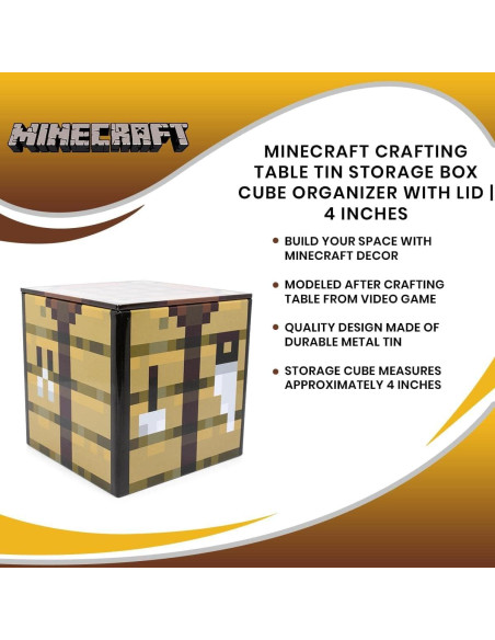 Caja de Almacenamiento Minecraft 10.16 cm Cuadrada Metal