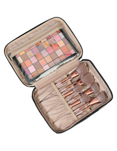 Bolsa de Maquillaje de Viaje NISHEL Grande Doble Capa Negro 2