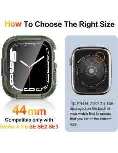 Funda Impermeable YIJDACASE para Apple Watch 44mm con Cristal Templado 2