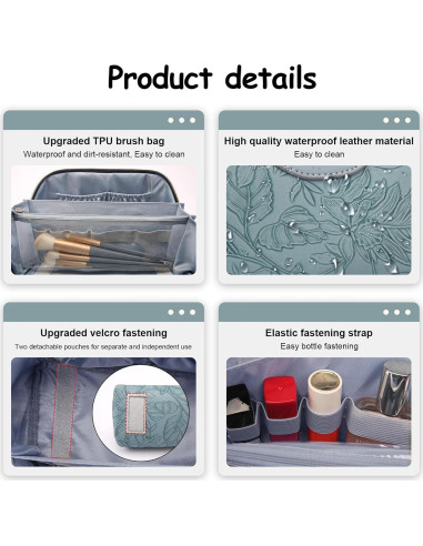 Bolsa de Maquillaje de Viaje BOYATU 3 Piezas 23.5x13x12.7cm