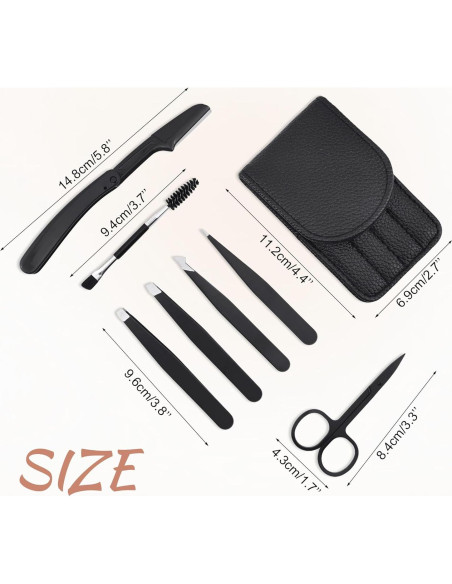 Kit de Pinzas para Cejas BlingKingdom 7 Piezas Acero Inoxidable