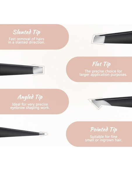 Kit de Pinzas para Cejas BlingKingdom 7 Piezas Acero Inoxidable