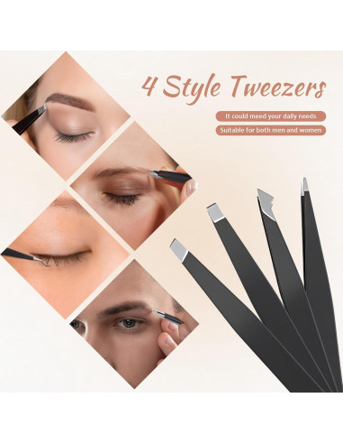 Kit de Pinzas para Cejas BlingKingdom 7 Piezas Acero Inoxidable