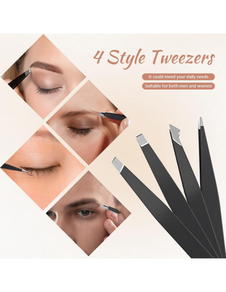 Kit de Pinzas para Cejas BlingKingdom 7 Piezas Acero Inoxidable