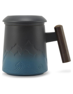Taza de Té con Infusor RENEWREVITAL Cerámica 400ml Azul y Negro