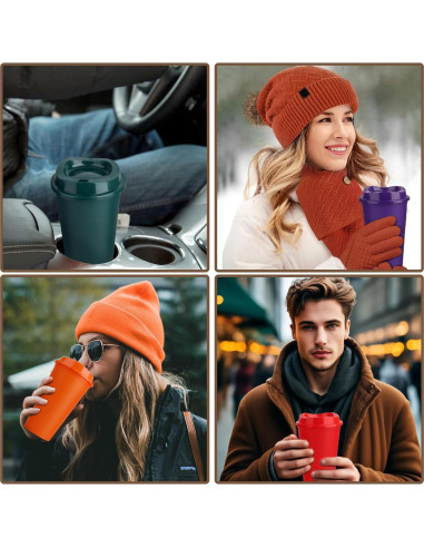 Set de 16 Tazas Reutilizables Lemicin 0.47L Coloridas con Tapas