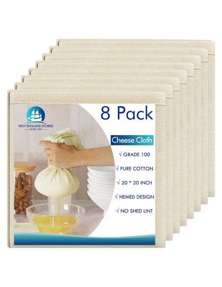 8 Paños de Queso Reutilizables New England Stories 50.8x50.8 cm