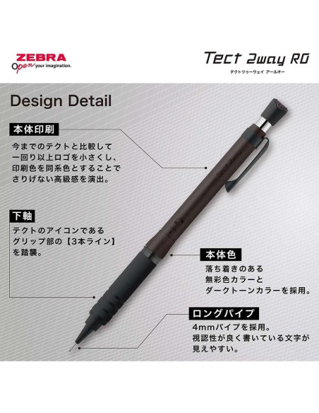 Lápiz Mecánico Zebra P-MA141-DBK 0.5mm Negro Oscuro