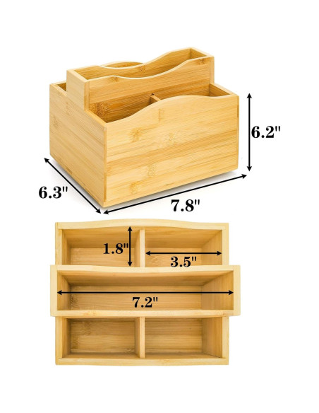 Soporte Giratorio de Bambú DEAYOU para Control Remoto 5 Compartimentos