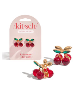 Clips de Garra Mini Kitsch Cereza con Rhinestones - 2 Pcs