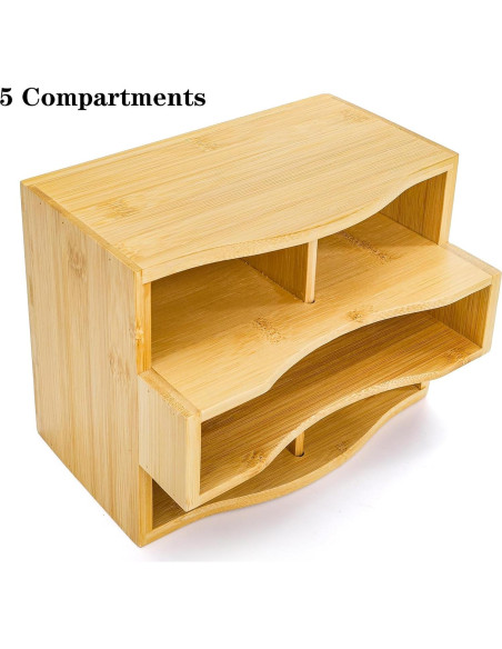 Soporte Giratorio de Bambú DEAYOU para Control Remoto 5 Compartimentos