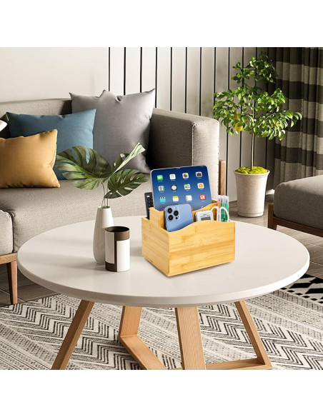 Soporte Giratorio de Bambú DEAYOU para Control Remoto 5 Compartimentos