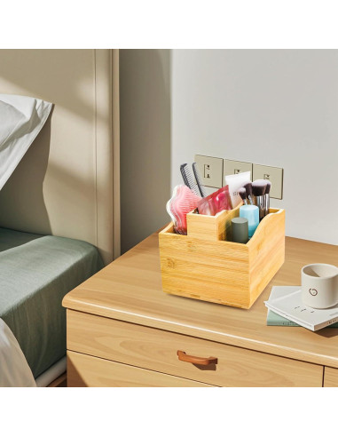 Soporte Giratorio de Bambú DEAYOU para Control Remoto 5 Compartimentos