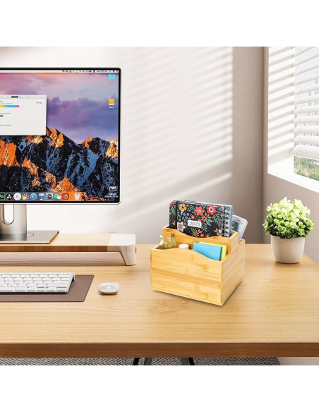 Soporte Giratorio de Bambú DEAYOU para Control Remoto 5 Compartimentos