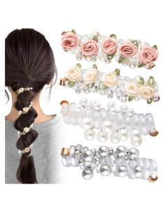 Diademas Espirales de Perlas VARMDUKKE - 4 Piezas Elegantes