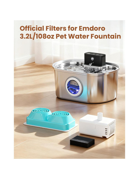 Filtros y Esponjas de Reemplazo Emdoro para Fuente de Gatos 3.2L