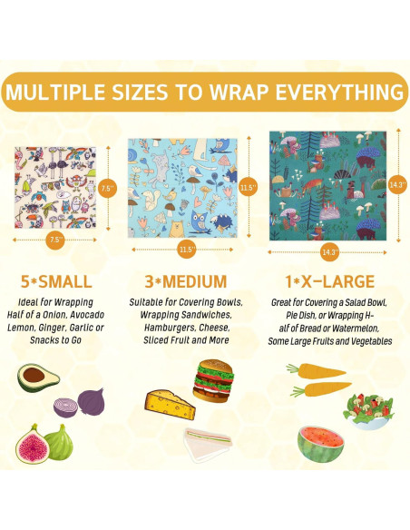 Envolturas de Cera de Abeja Reutilizables BYTTME - 9 Piezas