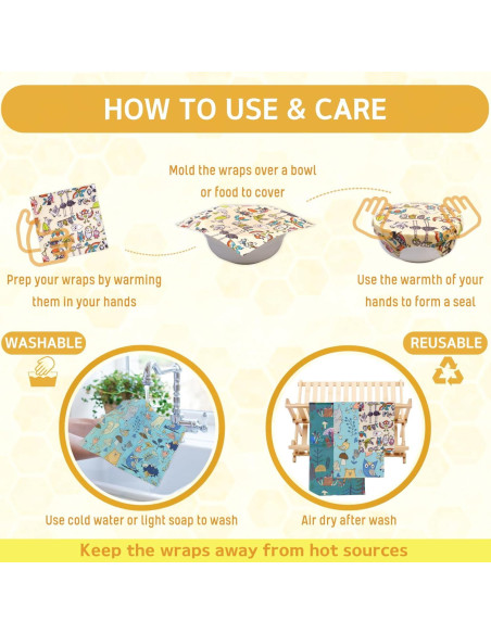 Envolturas de Cera de Abeja Reutilizables BYTTME - 9 Piezas