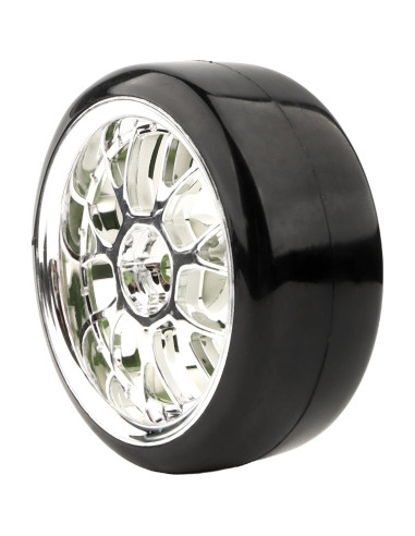 4 Neumáticos de Plástico Duro GDOOL 1/10 para RC Drift Plata