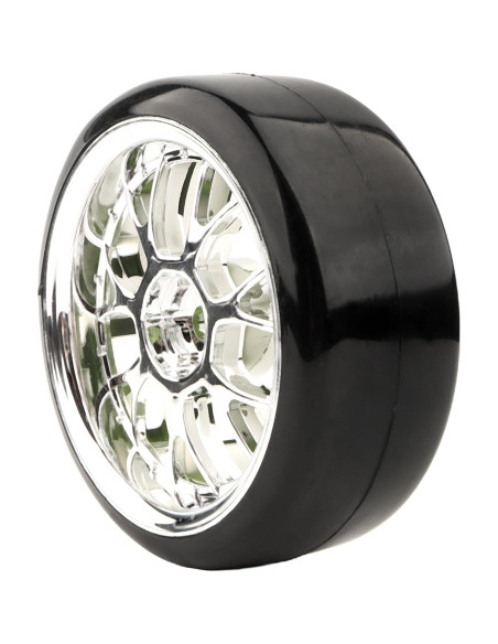 4 Neumáticos de Plástico Duro GDOOL 1/10 para RC Drift Plata