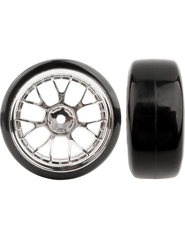 4 Neumáticos de Plástico Duro GDOOL 1/10 para RC Drift Plata