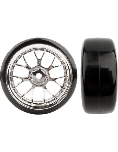 4 Neumáticos de Plástico Duro GDOOL 1/10 para RC Drift Plata