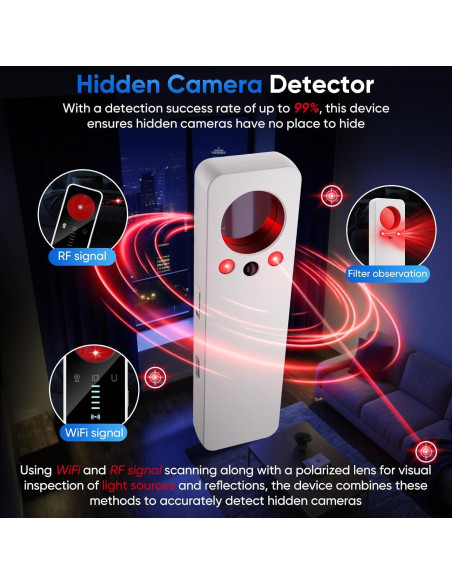 Detector de Cámara Oculta DQKK G007 con Alarma y Luz LED