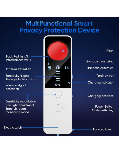 Detector de Cámara Oculta DQKK G007 con Alarma y Luz LED