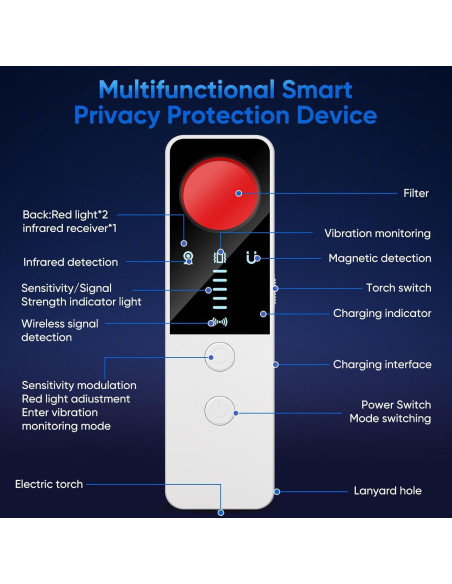 Detector de Cámara Oculta DQKK G007 con Alarma y Luz LED