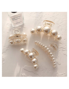 Pinzas de Pelo de Perlas Agirlvct - Set 4 Tamaños (4 a 10 cm)