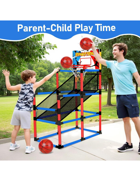 Juego de Baloncesto Arcade Basytodio 63" Altura Ajustable