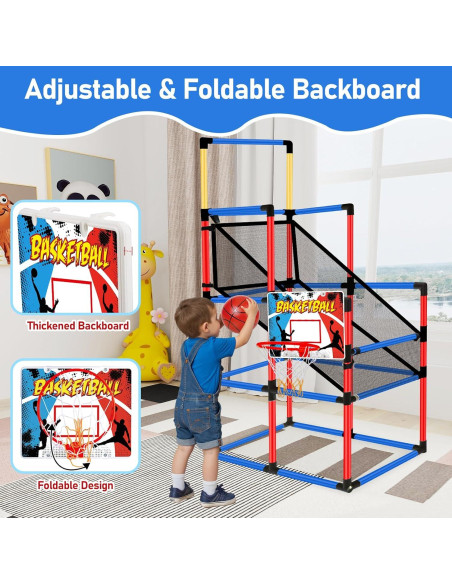 Juego de Baloncesto Arcade Basytodio 63" Altura Ajustable