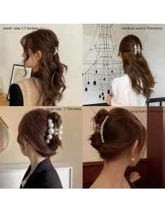 Pinzas de Pelo de Perlas Agirlvct - Set 4 Tamaños (4 a 10 cm) 2