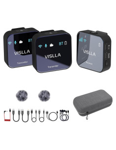 Micrófono Lavalier Inalámbrico Vislla GM30, 12h Batería, 200m Alcance