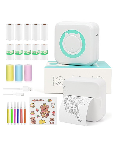 Impresora de Etiquetas Mini MXiiXM Portátil Bluetooth Verde