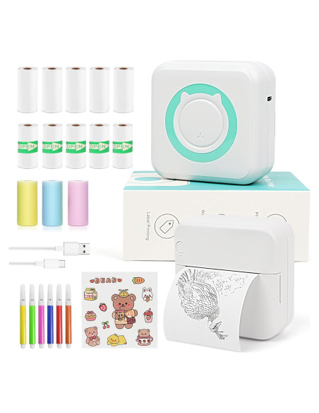 Impresora de Etiquetas Mini MXiiXM Portátil Bluetooth Verde