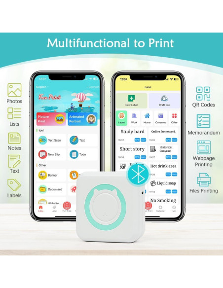 Impresora de Etiquetas Mini MXiiXM Portátil Bluetooth Verde