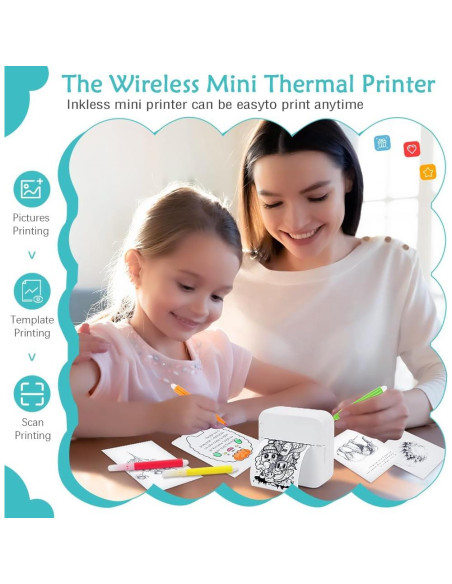 Impresora de Etiquetas Mini MXiiXM Portátil Bluetooth Verde