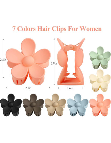 Clip de Garra de Flor 7 Piezas Vivinin para Cabello Grueso