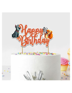 Adorno de Pastel de Cumpleaños Lady y el Vagabundo - Brillante