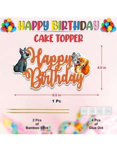 Adorno de Pastel de Cumpleaños Lady y el Vagabundo - Brillante 2