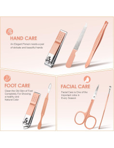 Juego de Manicura y Pedicura Meitio Oro Rosa Acero Inoxidable 2