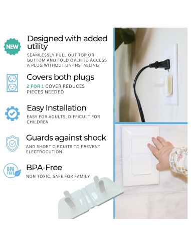 Cubiertas de Enchufe Doble Blancas Infant Tree - Paquete de 10