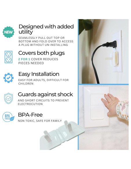 Cubiertas de Enchufe Doble Blancas Infant Tree - Paquete de 10