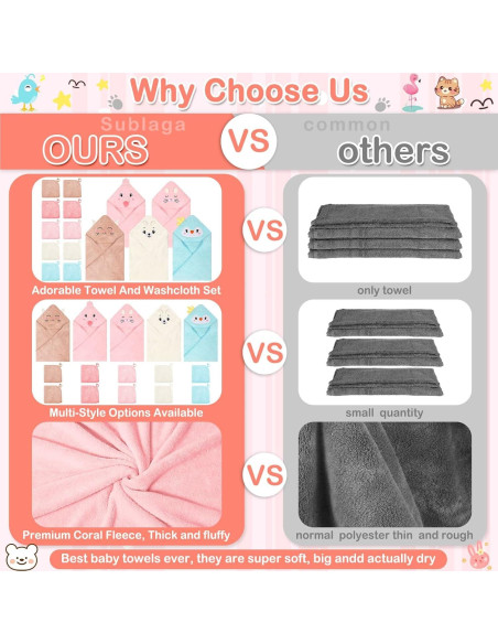 Toallas con Capucha para Bebés Sublaga - 15 Piezas Suaves y Absorbentes