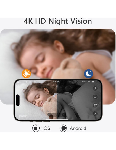 Cámara de Seguridad Mini 4K Stenrital Inalámbrica con Batería 8h Cámara de Seguridad Mini 4K Stenrital Inalámbrica con Batería 8h