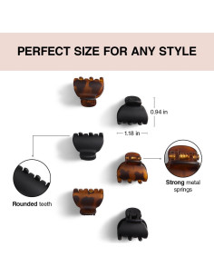 Clips de Garra Kitsch de Plástico Reciclado Tortuga y Negro 6 pcs 2